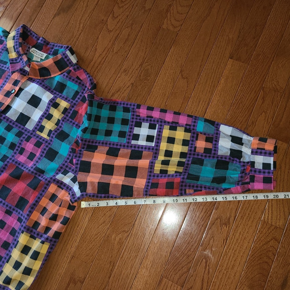 80s Special Preview Patchwork Button Up Shirt Women's Sz 4X Mixed color plaid - Picture 6 of 8